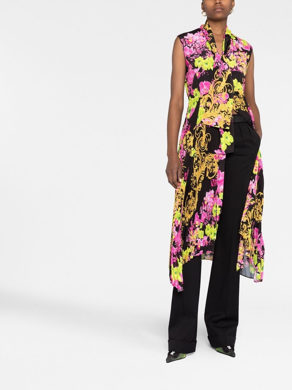 Logo Orchid-print midi dress - 2