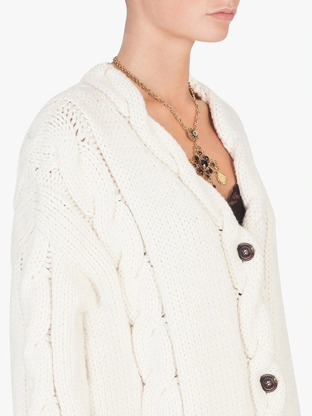 cable-knit wool cardigan - 5