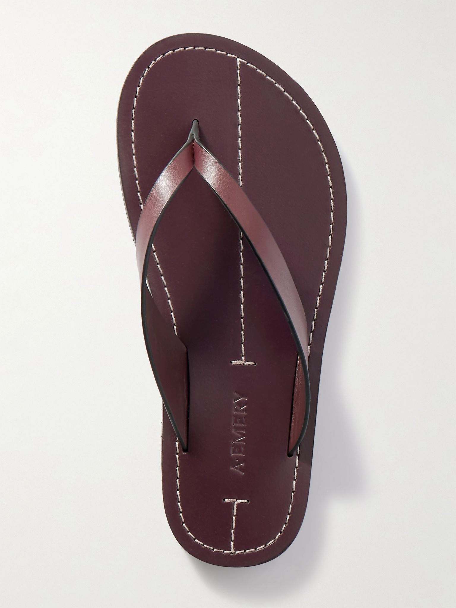 Flora leather flip flops Merlot - 5