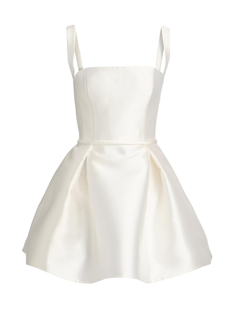 Women's Satin Mini Fit & Flare Cocktail Dress - Ivory 1