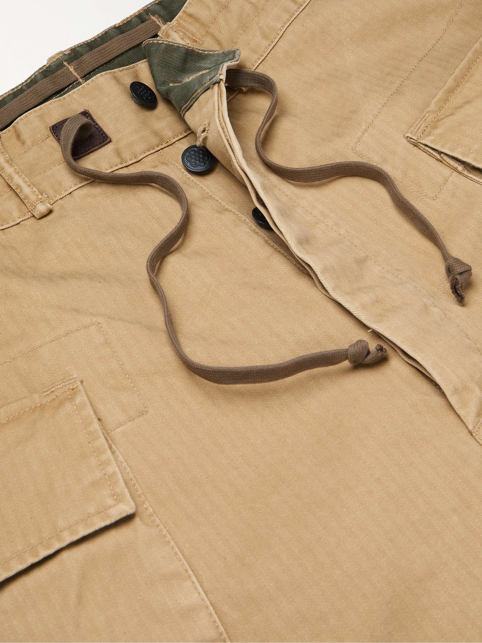 Campbell Herringbone Cotton Drawstring Cargo Trousers - 3