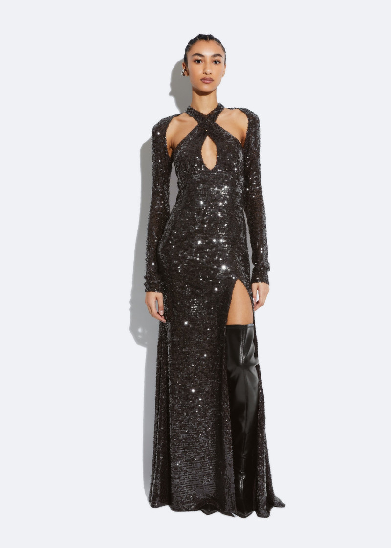 LAPOINTE Sequin Keyhole Gown outlook