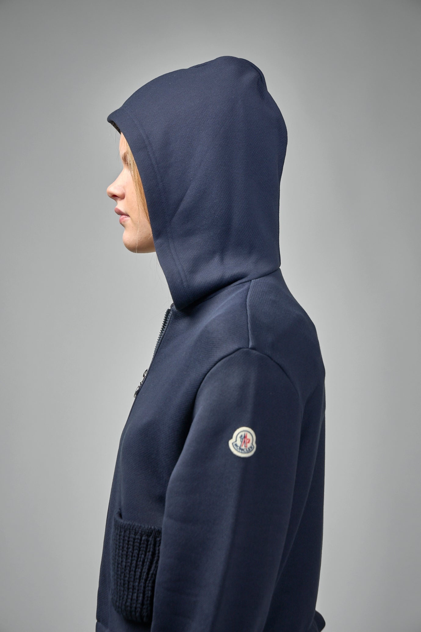 Knit Accent Cotton Zip-Up Hoodie - 5