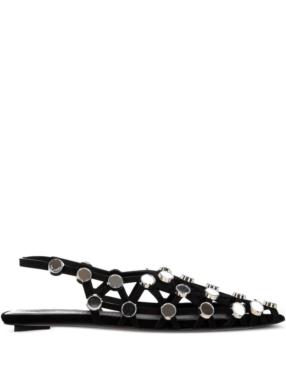 grid-embelished suede pointed-toe flat pumps - 1