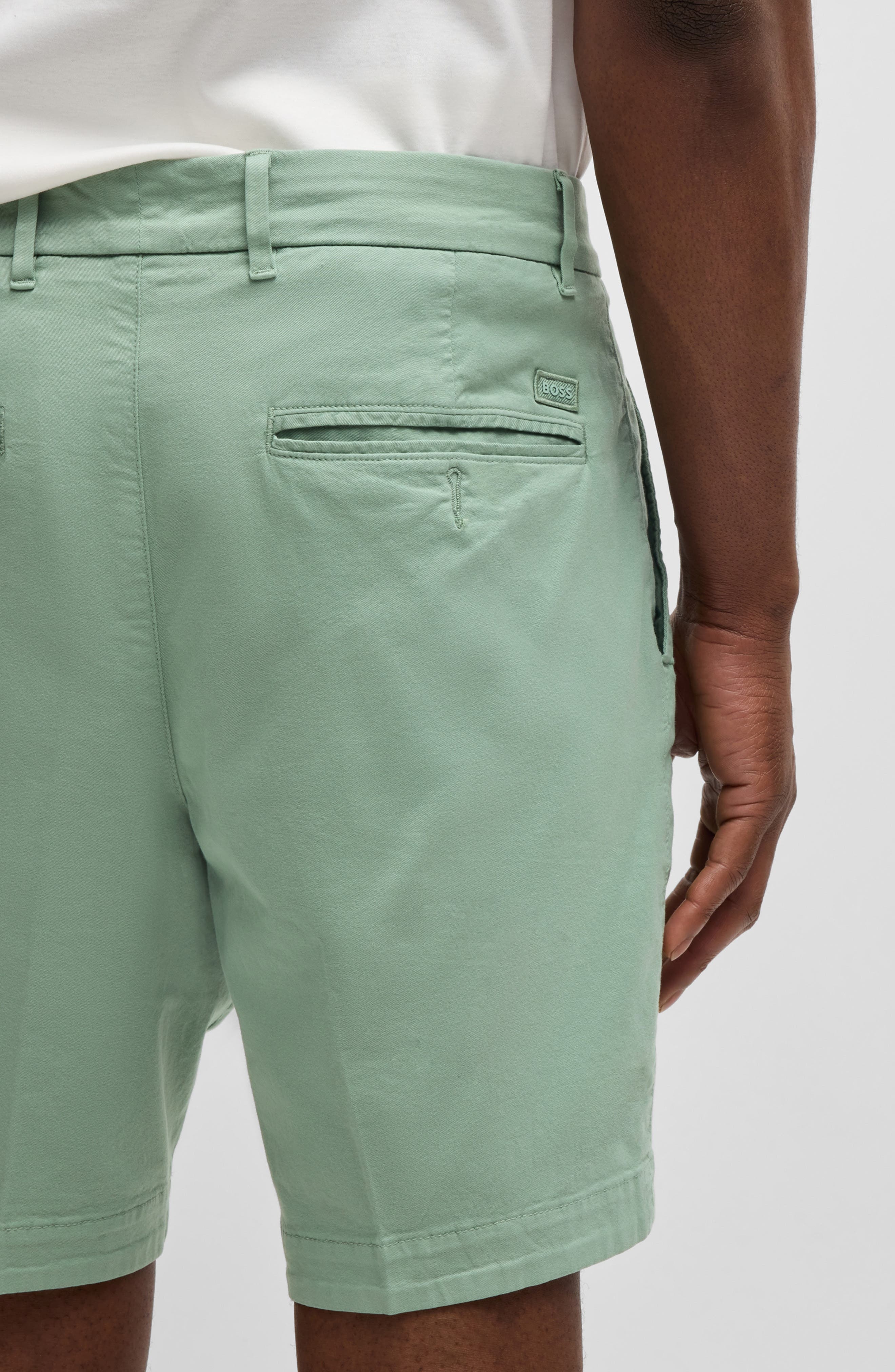 BOSS Slice Stretch Cotton Shorts in Open Green at Nordstrom - 2