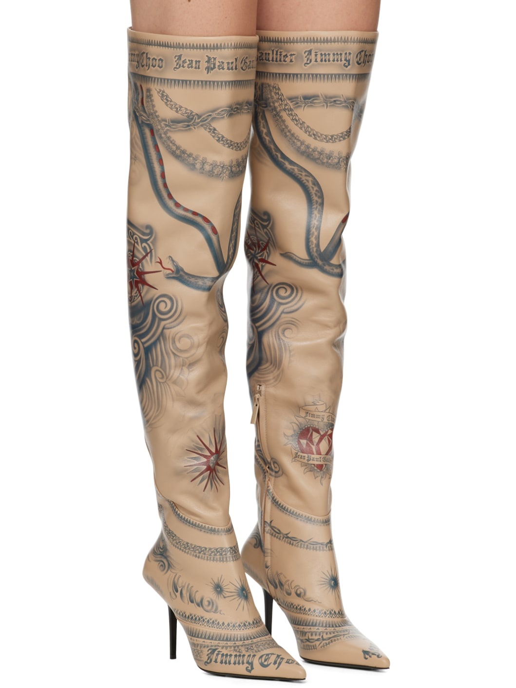 Jimmy Choo / Jean Paul Gaultier Beige Over-The-Knee Boots - 4