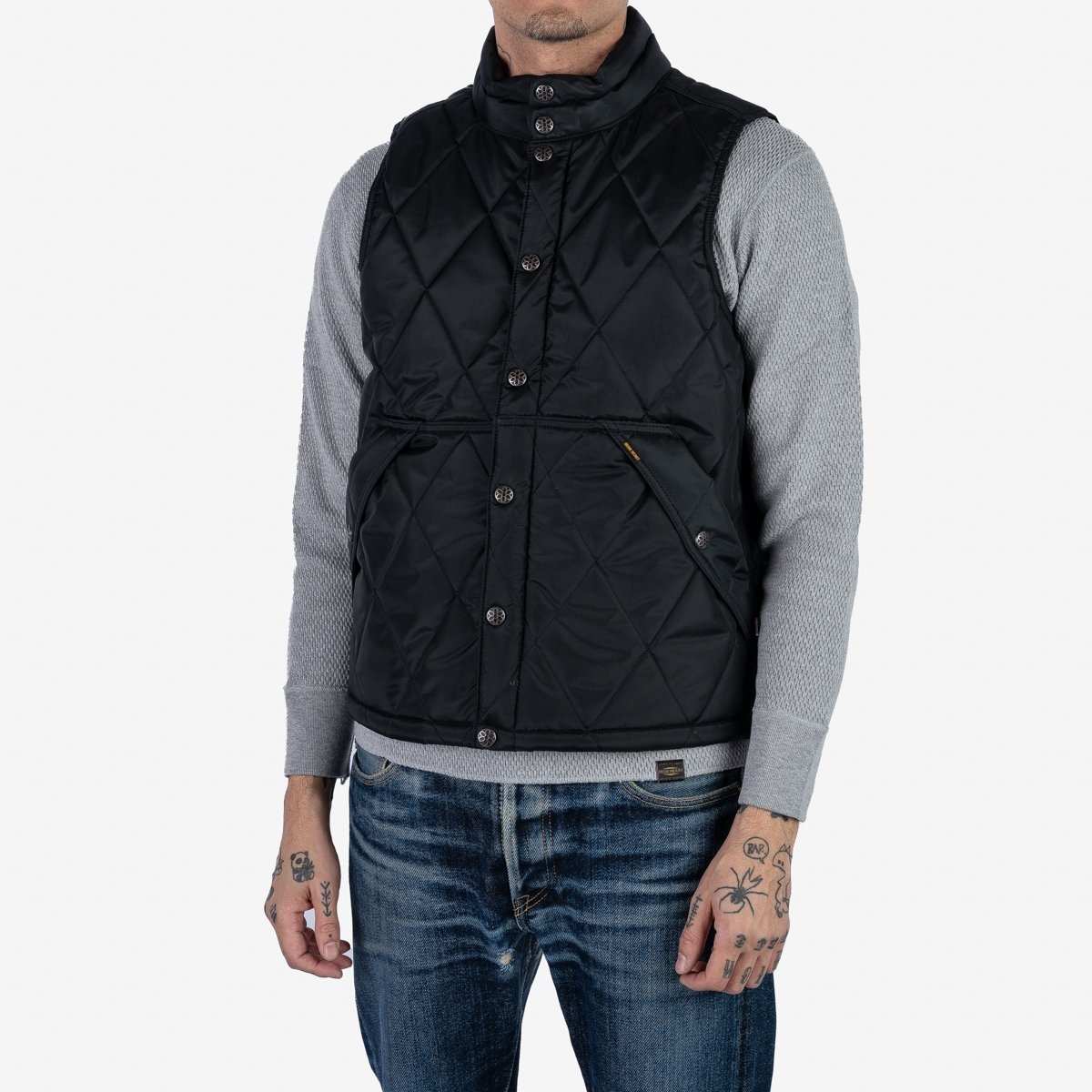 IHV-44-GA Iron Heart x GOOD ART HLYWD Primaloft® Gold Quilted Vest - Black - 3