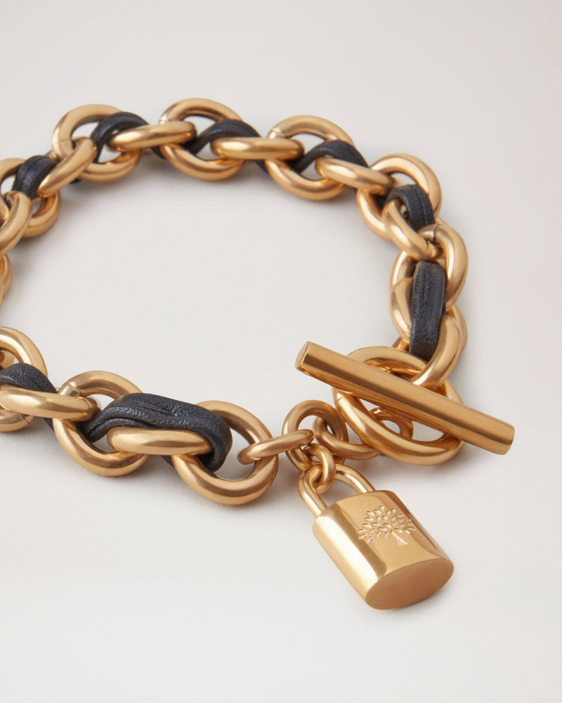 Mulberry Lily Leather Chain Bracelet Medium Black Leather & Metal outlook