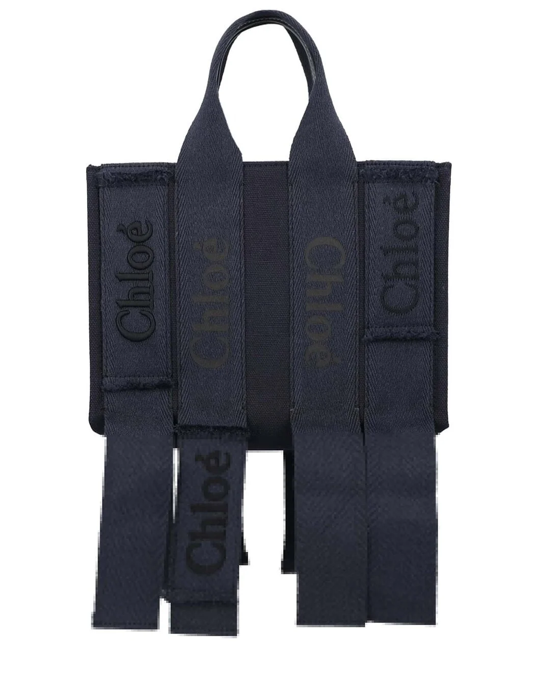 Chloé Blue Linen Small Woody Tote (Authentic Pre-Loved) - 1