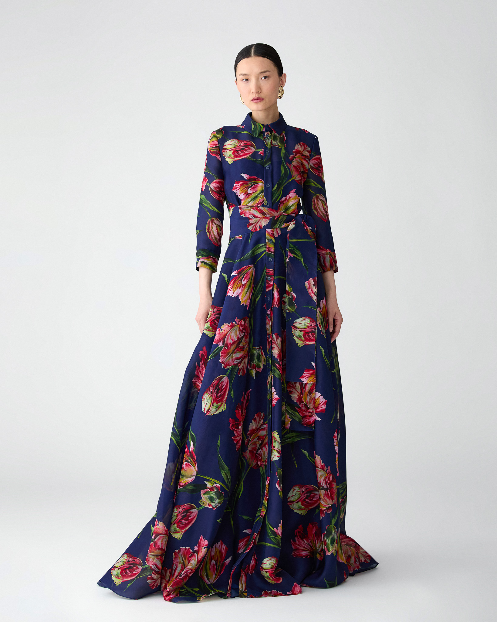 Tulip-Print Trench Gown - 2
