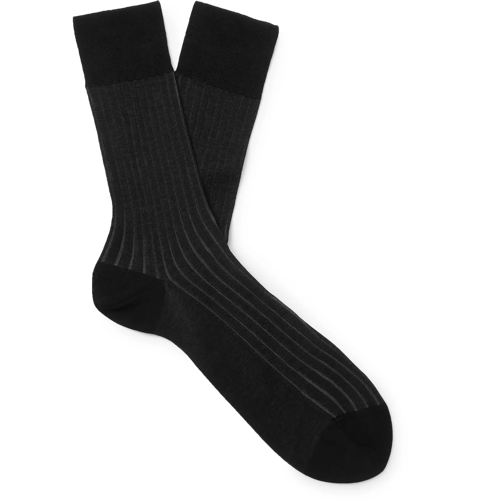 Shadow Ribbed Fil d'Ecosse Cotton-Blend Socks - 3