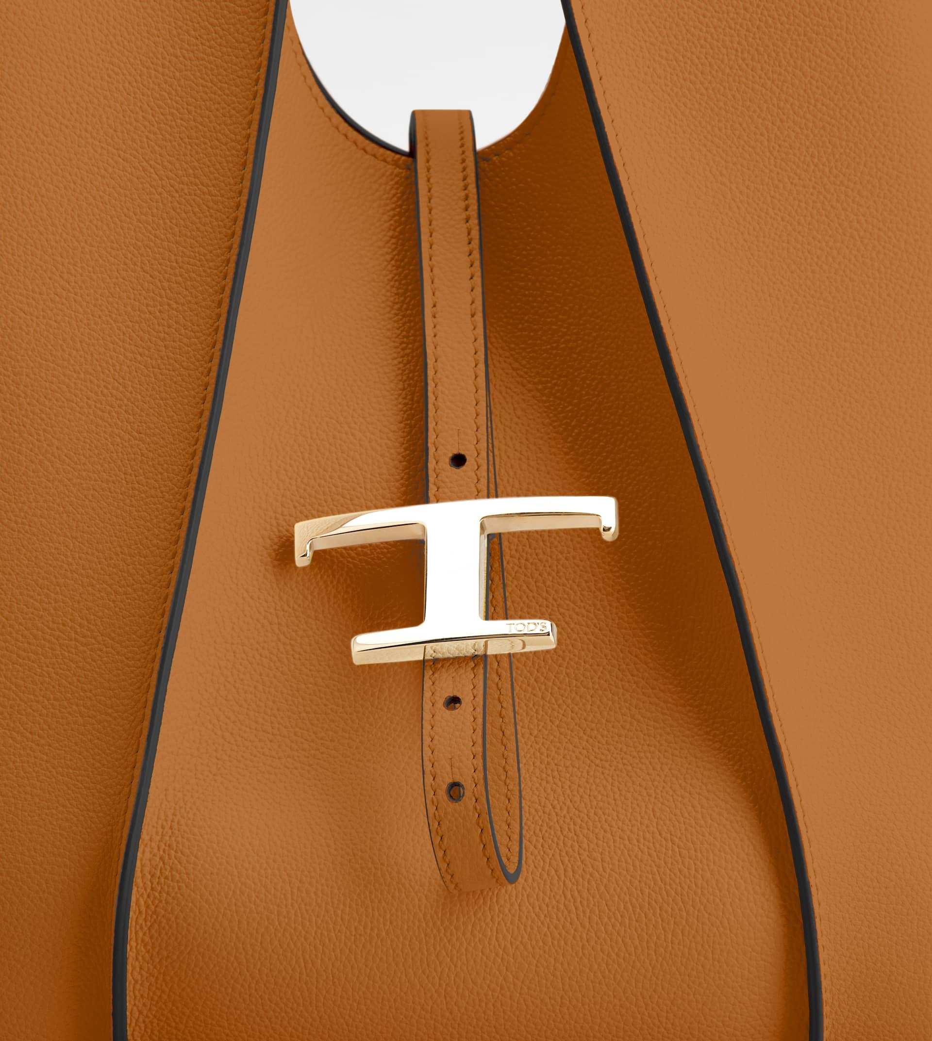 T TIMELESS SHOPPING BAG IN LEATHER SMALL - BROWN - 4
