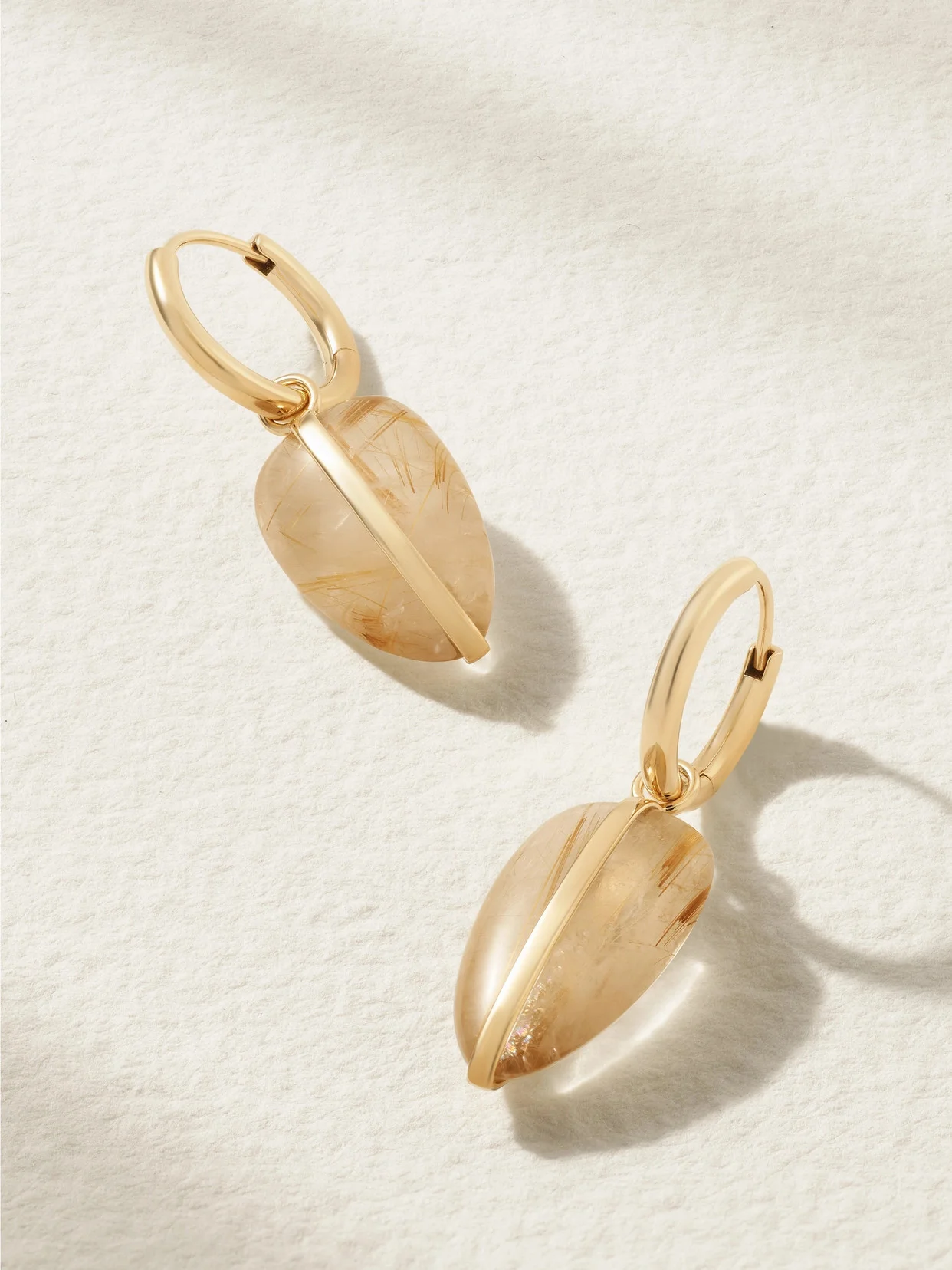 Pebble 14-karat Recycled Gold Quartz Hoop Earrings - 1