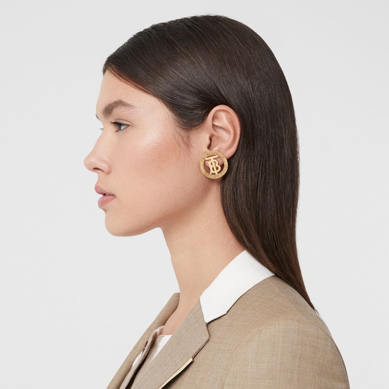 Crystal Detail Gold-plated Monogram Motif Earrings - 3