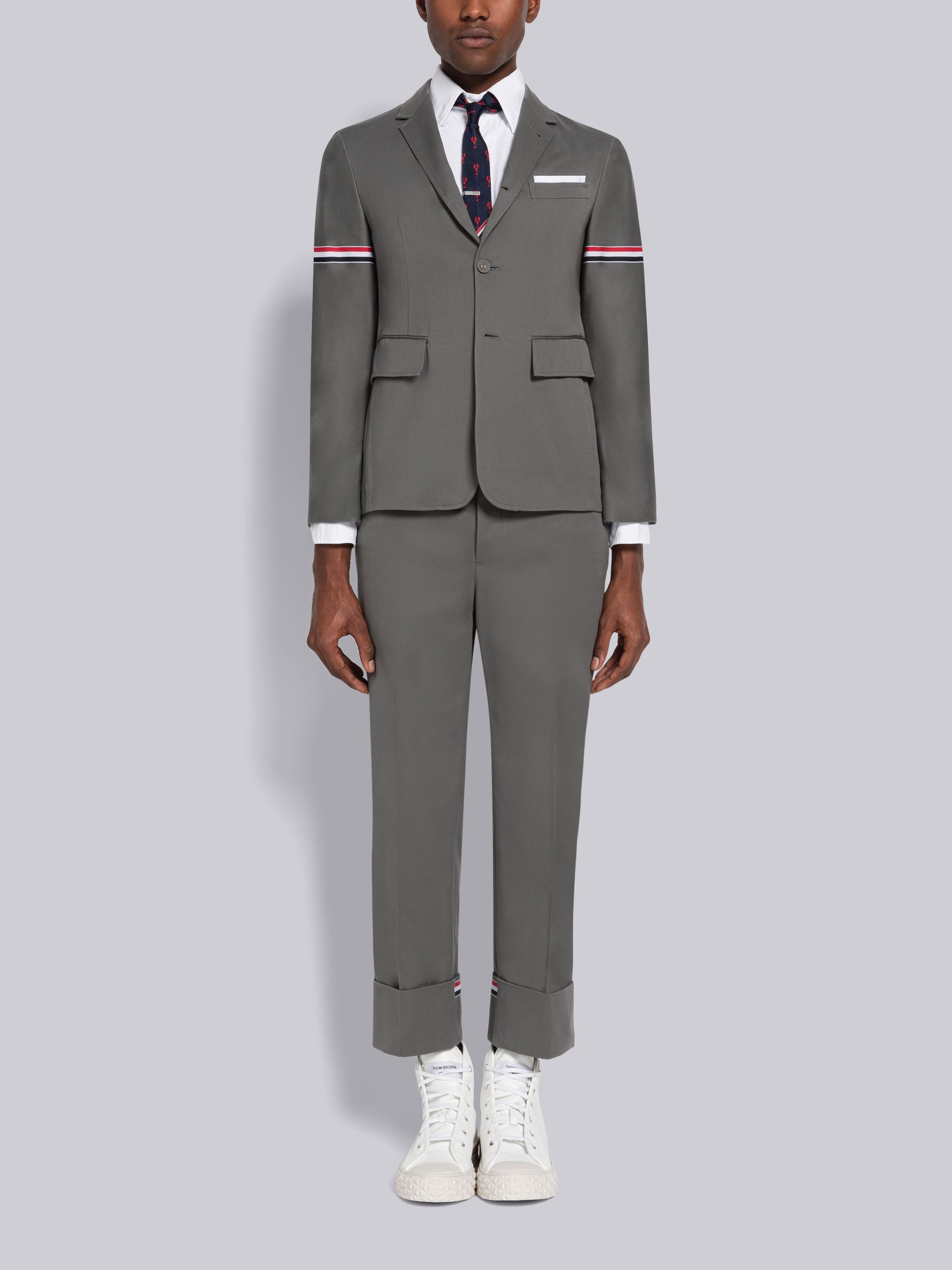 Stripe Twill Unconstructed Classic Single Breasted Sport Coat - 4