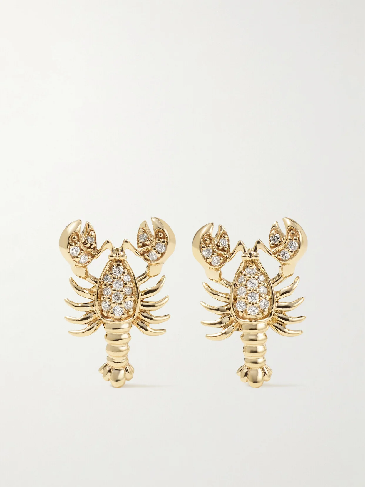 Lobster 14-karat Gold Diamond Earrings - 1