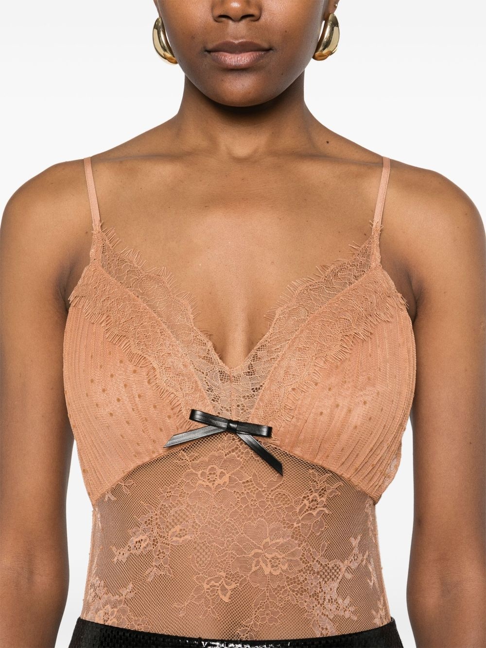 dot-pattern mesh bodysuit - 5