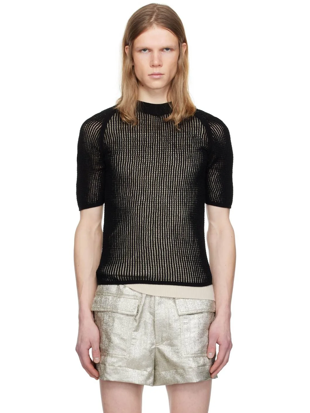 Black Open-Knit Sweater - 1