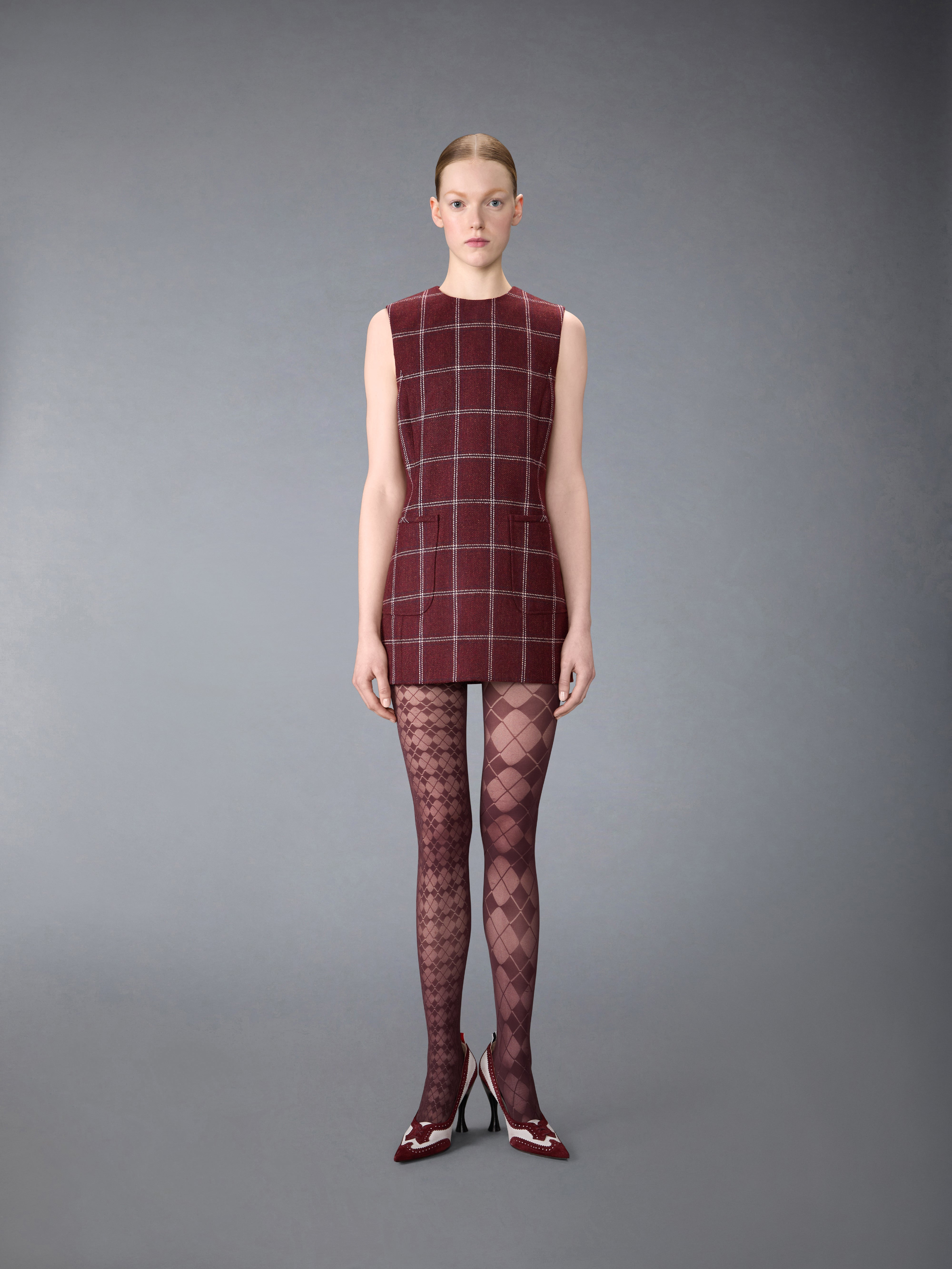 WINDOWPANE HUNTING TWEED MINI PENCIL DRESS - 3
