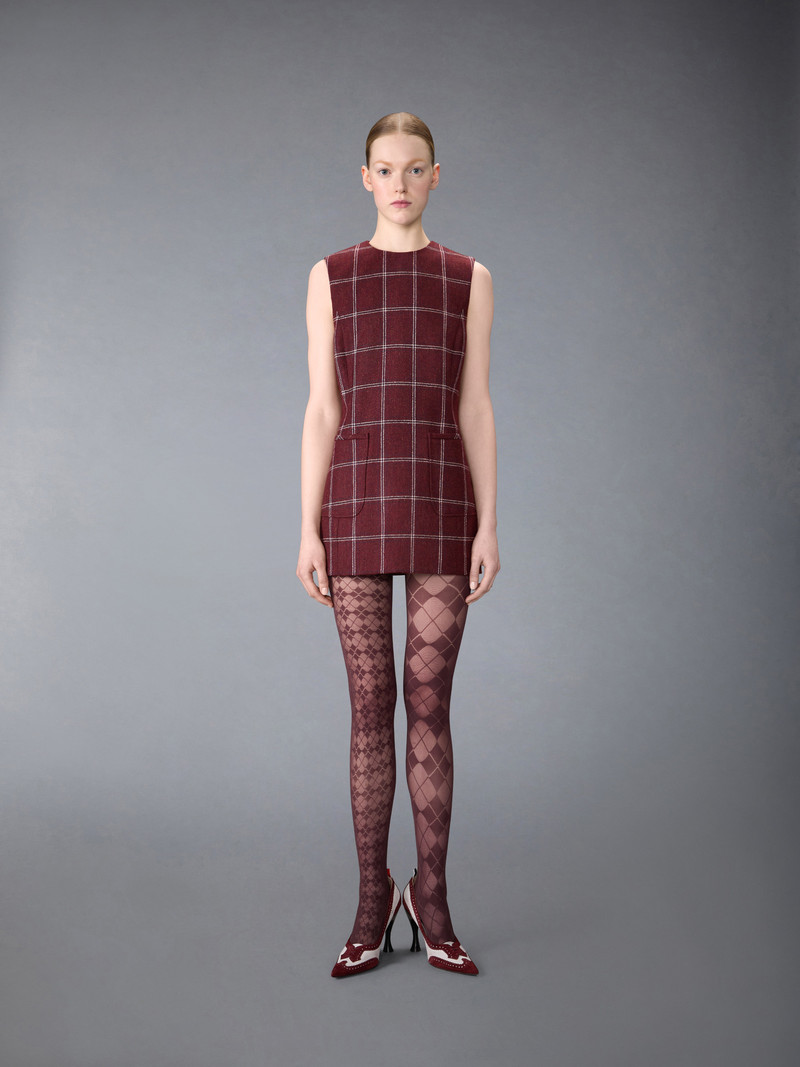 WINDOWPANE HUNTING TWEED MINI PENCIL DRESS 3