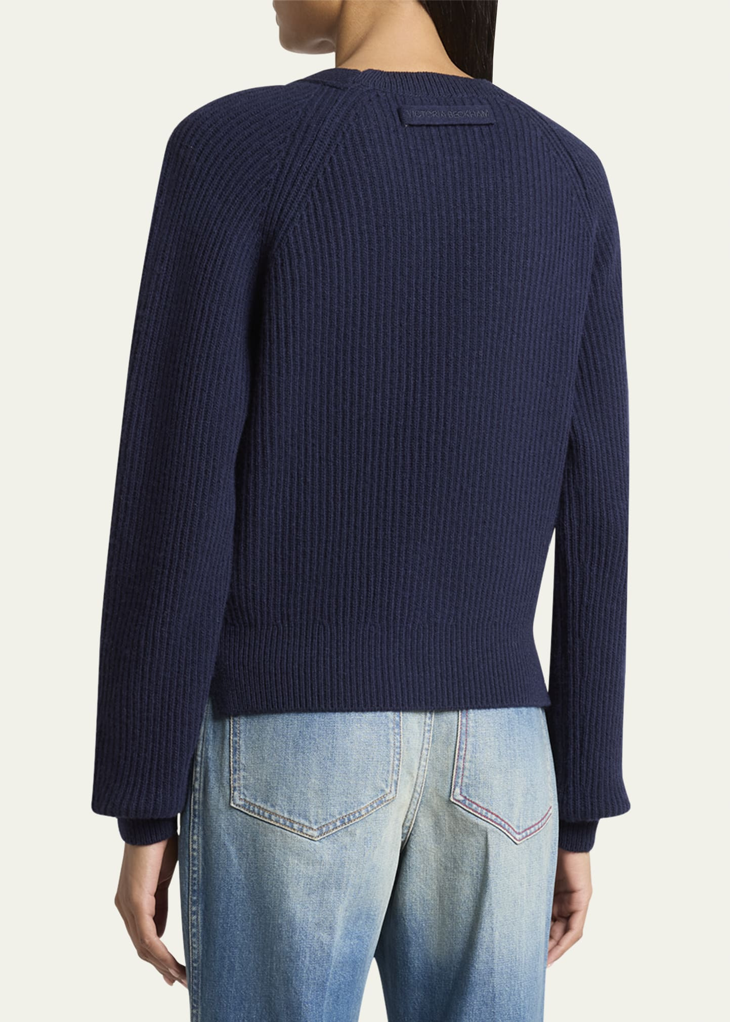 Stepped Hem V-Neck Cashmere Wool Cardigan - 3