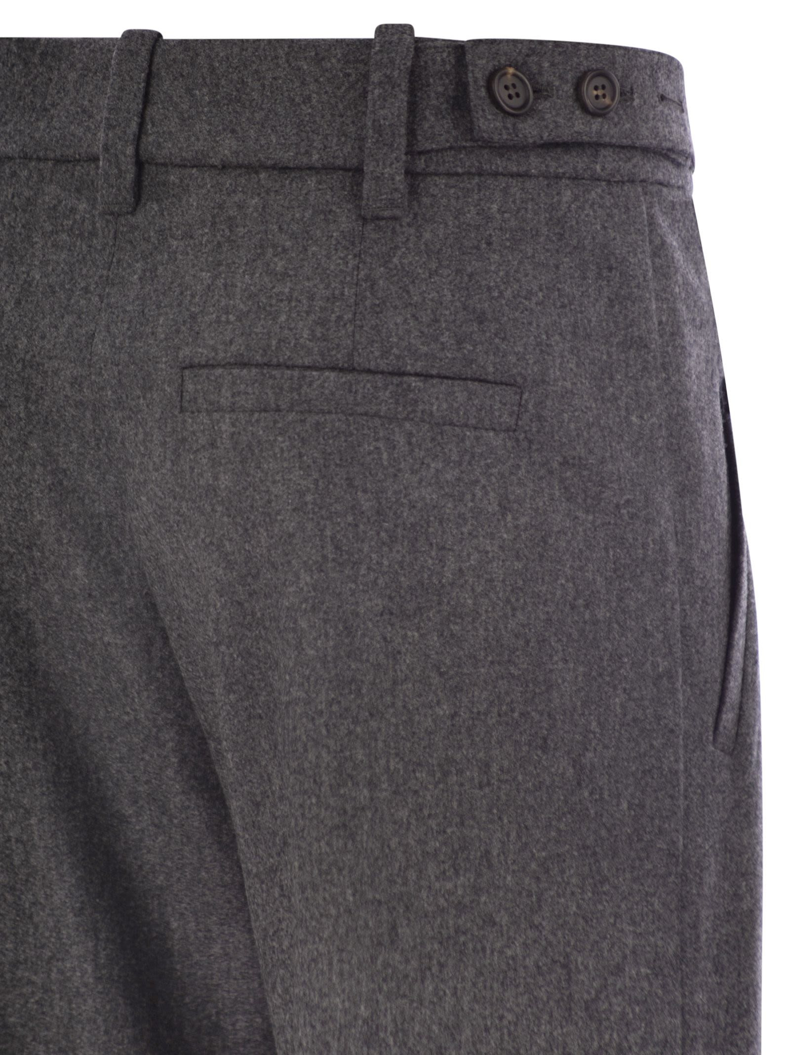 Brunello Cucinelli Women Straight Loose Trousers In Virgin Wool Flannel - 4