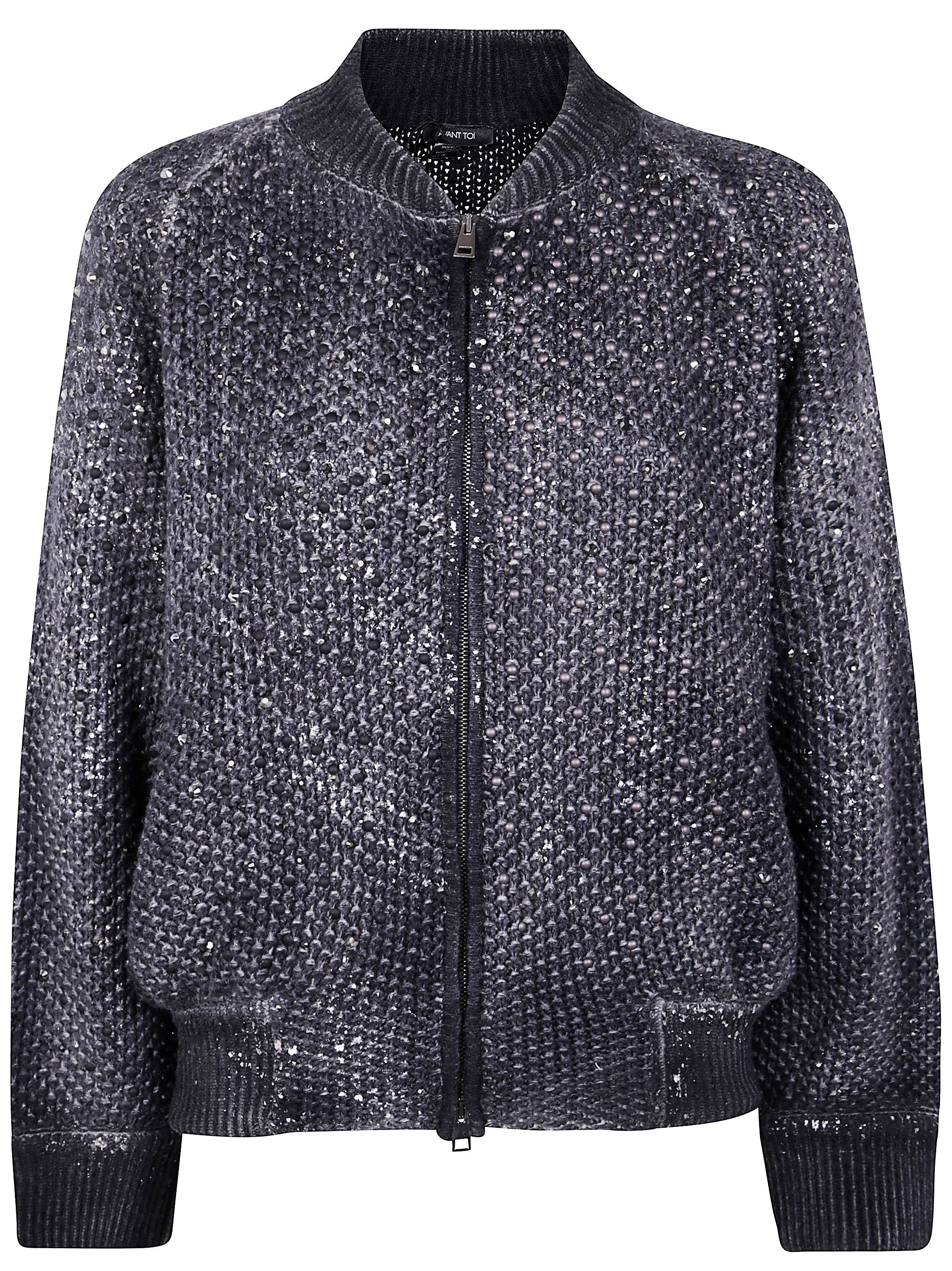 Avant Toi Women "Moss" Stitch Bomber With Shadows, Lamination And Strass - 1