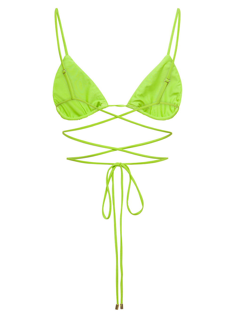 Self-Portrait Women Bikini Top With All-Over Crystal Embellishment In Green Polyamide Woman - 2