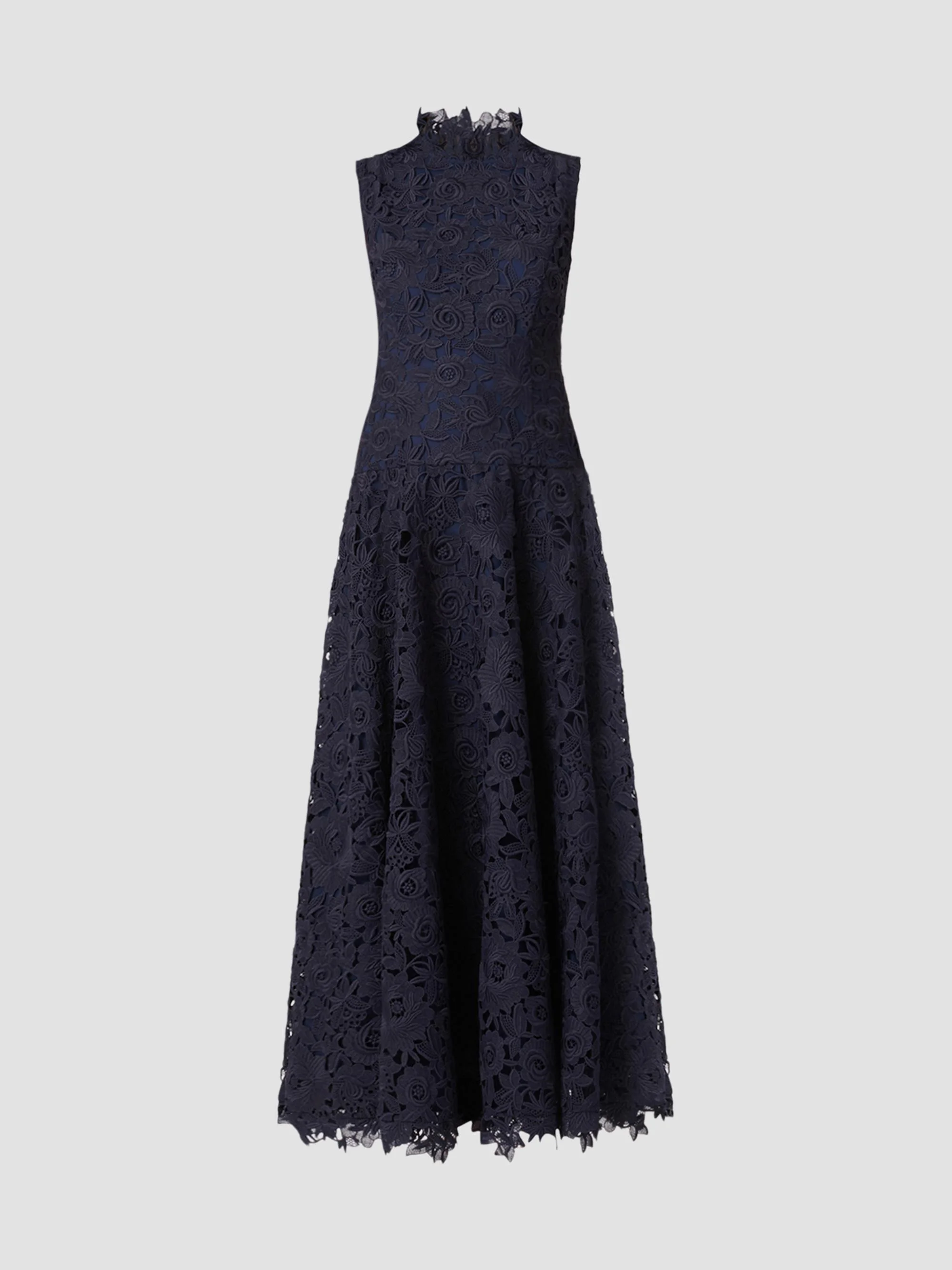 Women's Tory Lace Mock Turtleneck Midi Dress - Navy - 1