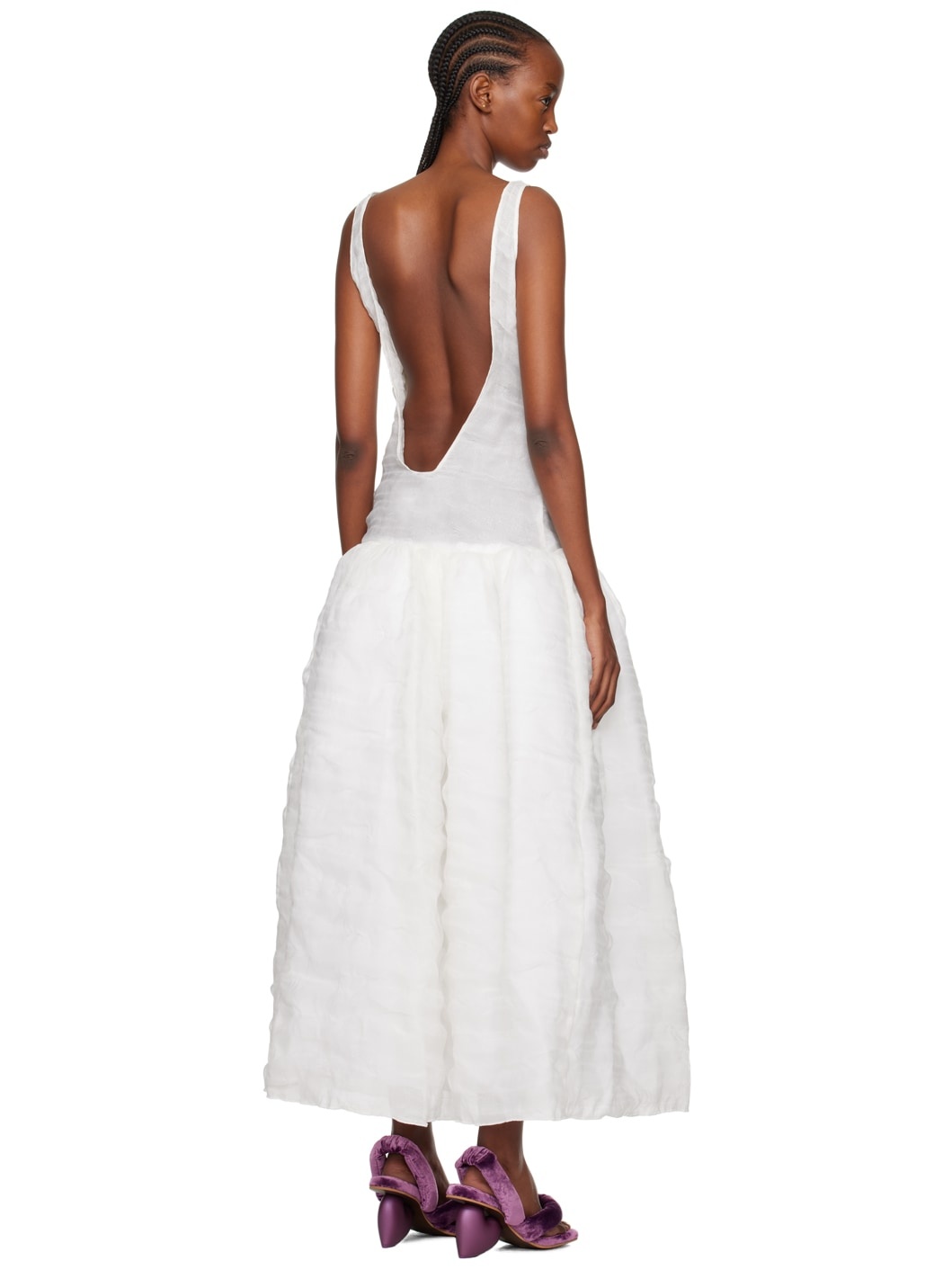 White Puffy Maxi Dress - 3