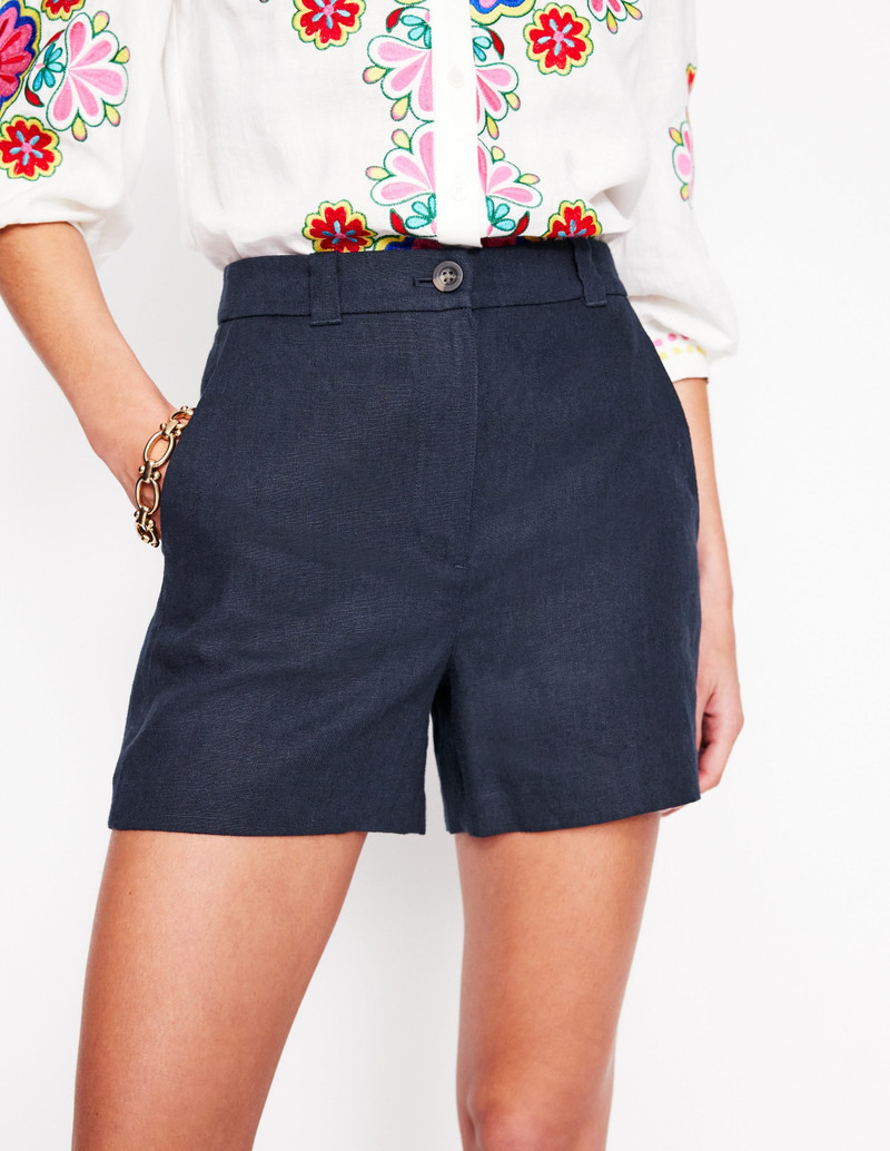 Westbourne Linen Shorts-Navy 5