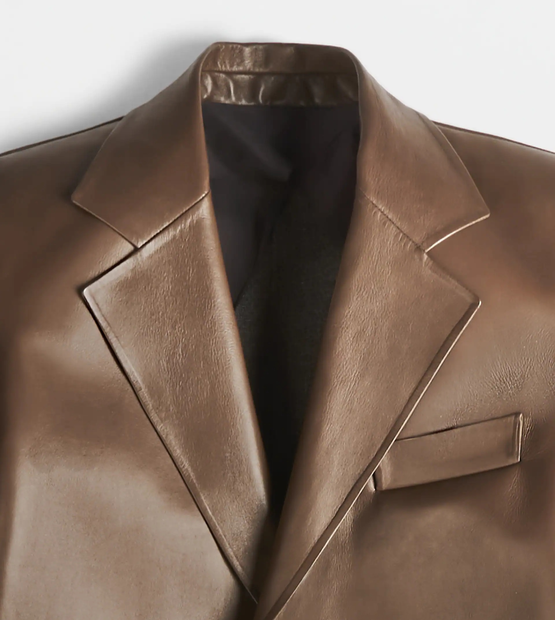COAT IN NAPPA LEATHER - BROWN - 8