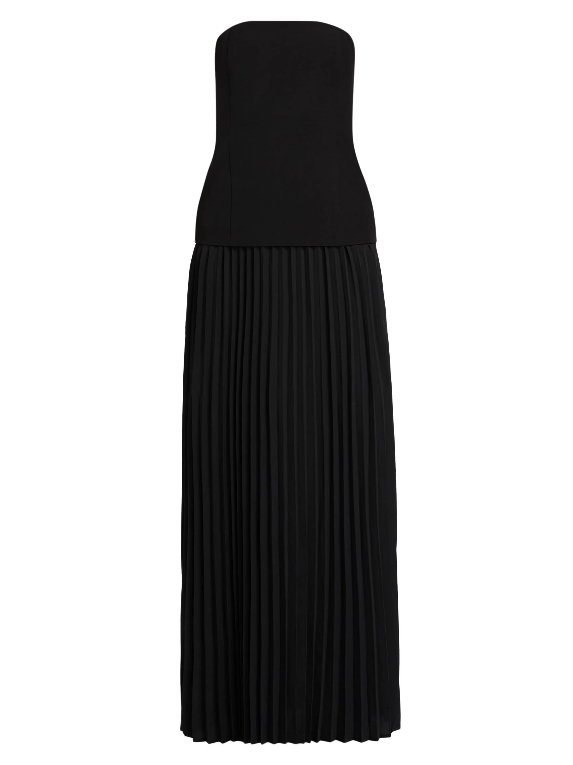 Women's Cody Crepe Strapless Pleated Maxi Dress - Black - 1