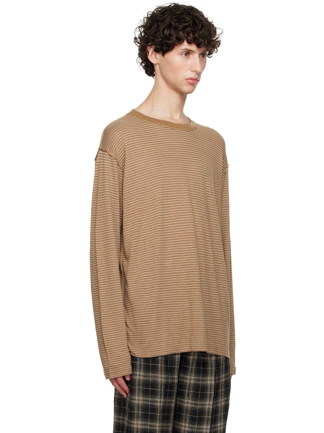 Brown Exposed Seam Long Sleeve T-Shirt - 2