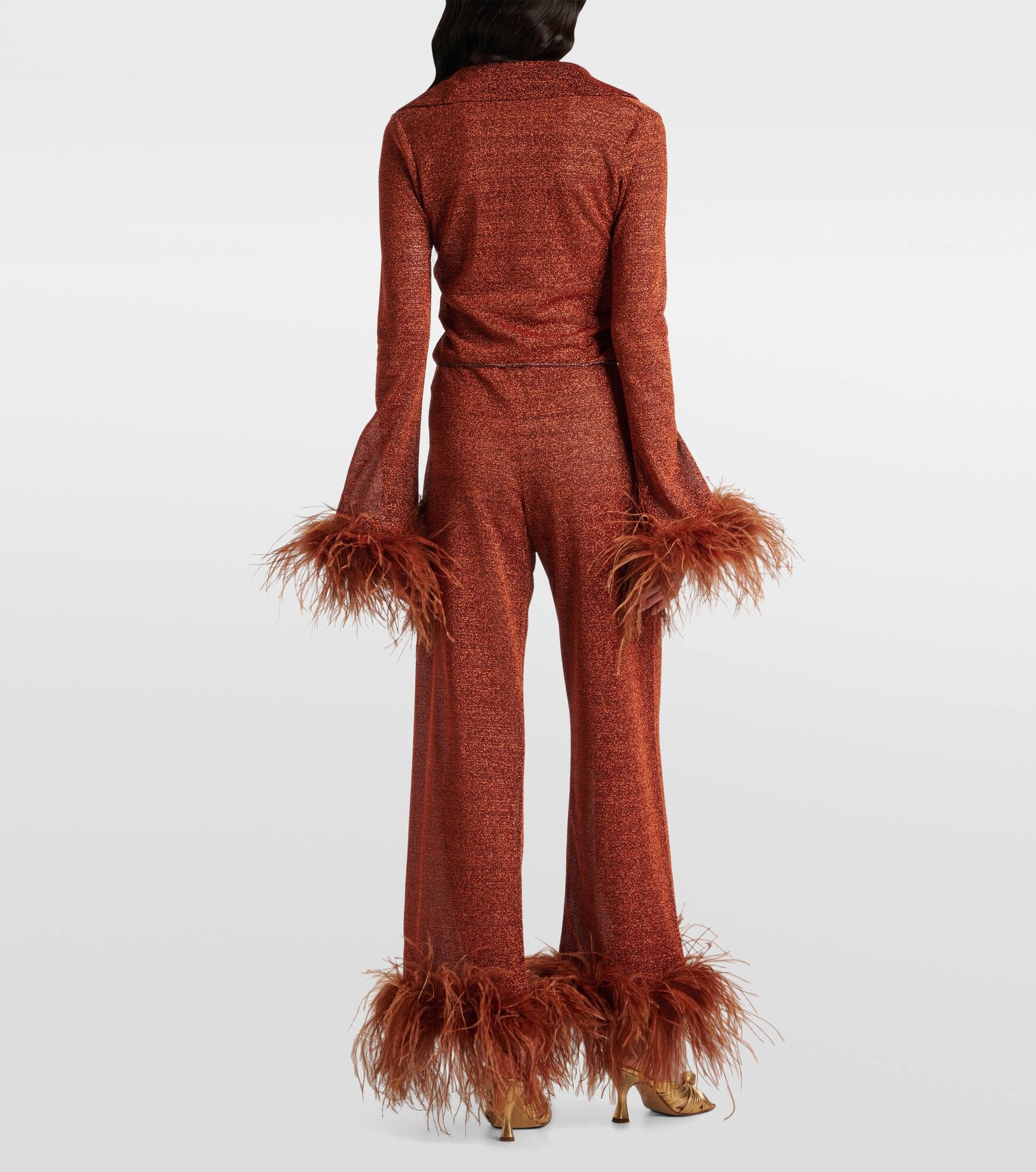 Lumière Plumage feather-trimmed blouse - 3