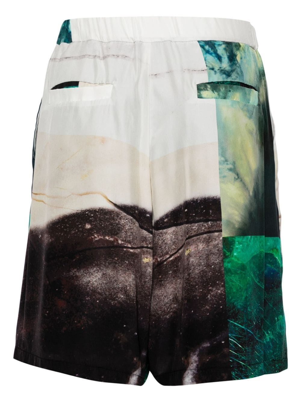 patchwork-print silk shorts - 2