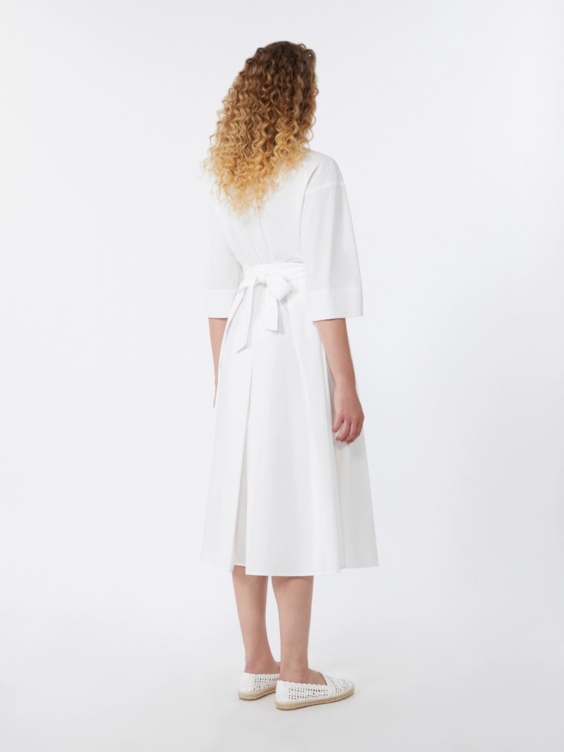 PADANA Cotton-poplin midi shirt dress - WHITE 4