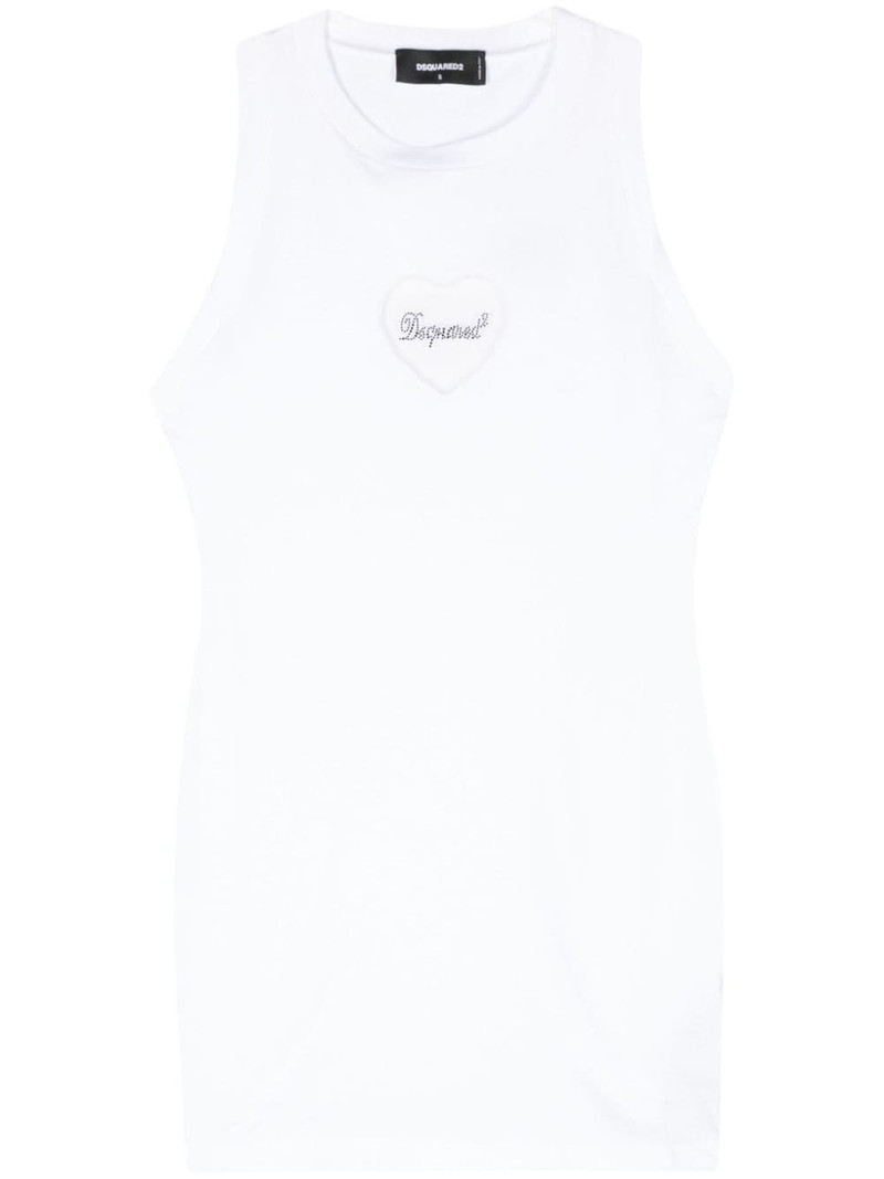 logo-embellished cotton mini dress 1