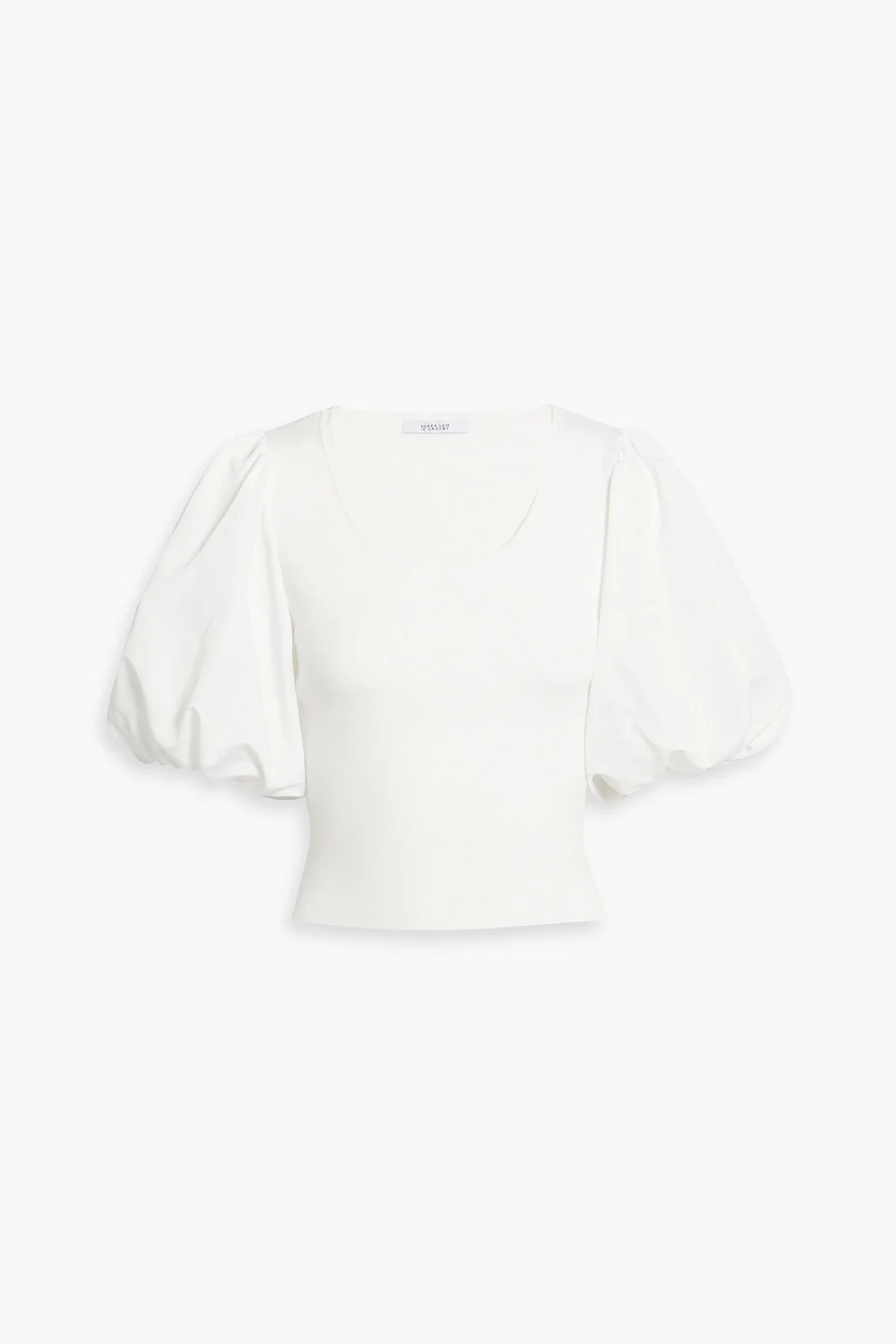 Mara poplin-paneled stretch-knit top - 1