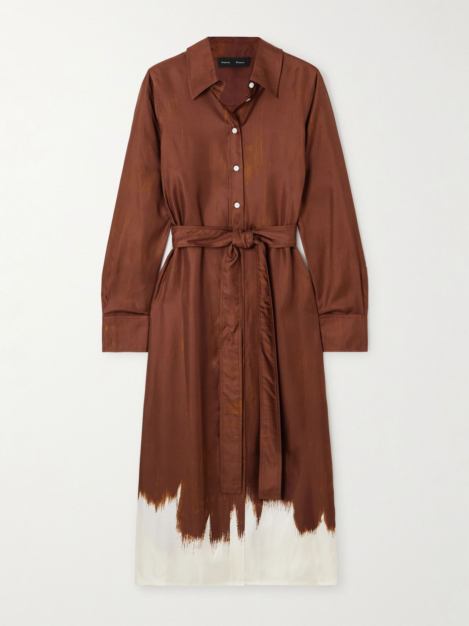 Amaya belted silk satin-twill dress Brown - 1