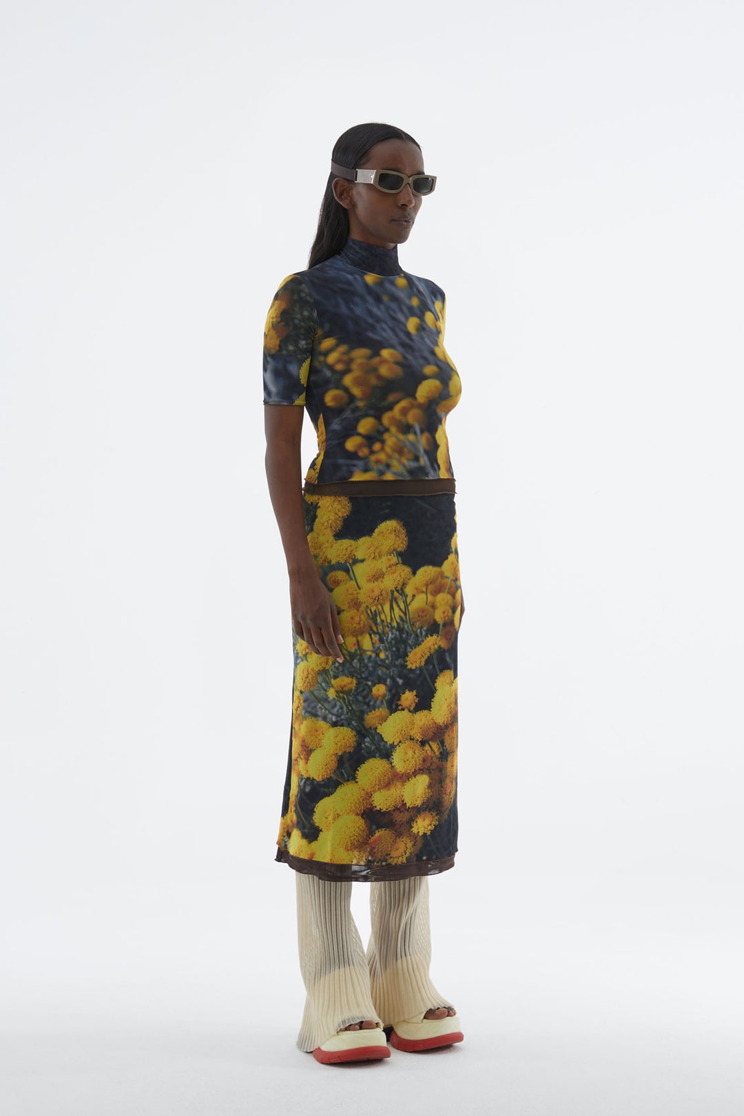 TULLE TOP WITH FLOWER PRINT - 1