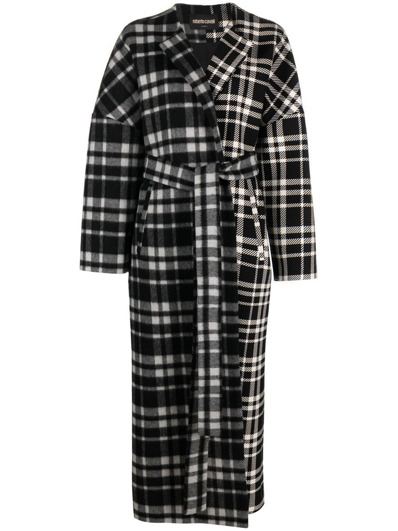 checked belted coat 1