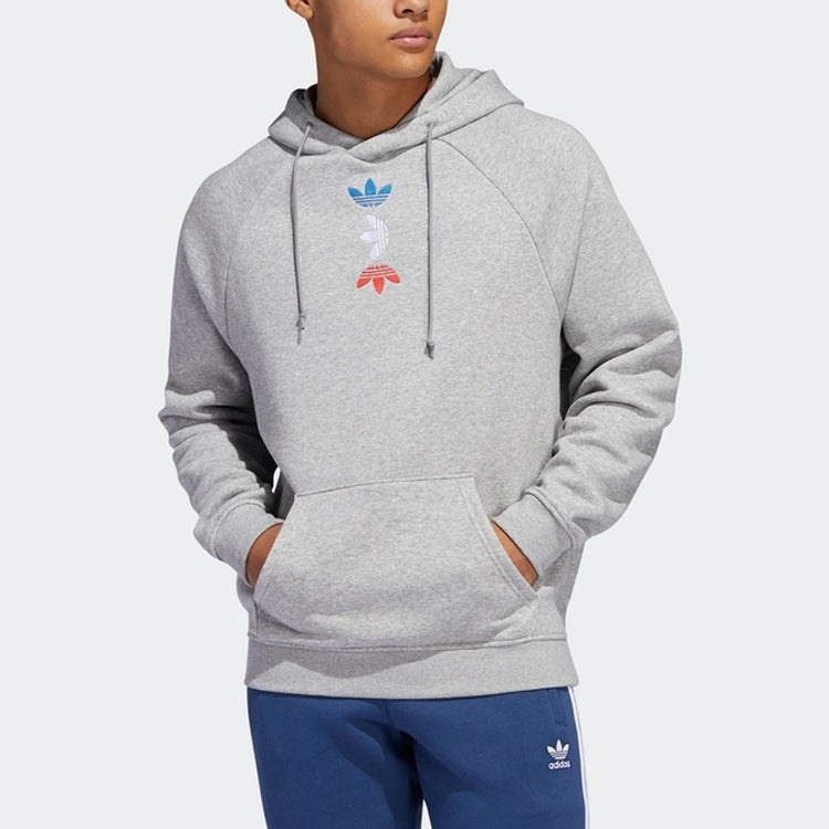 adidas Big Trefoil Hoodie 'Grey Heather Lush Blue' FS7347 - 3