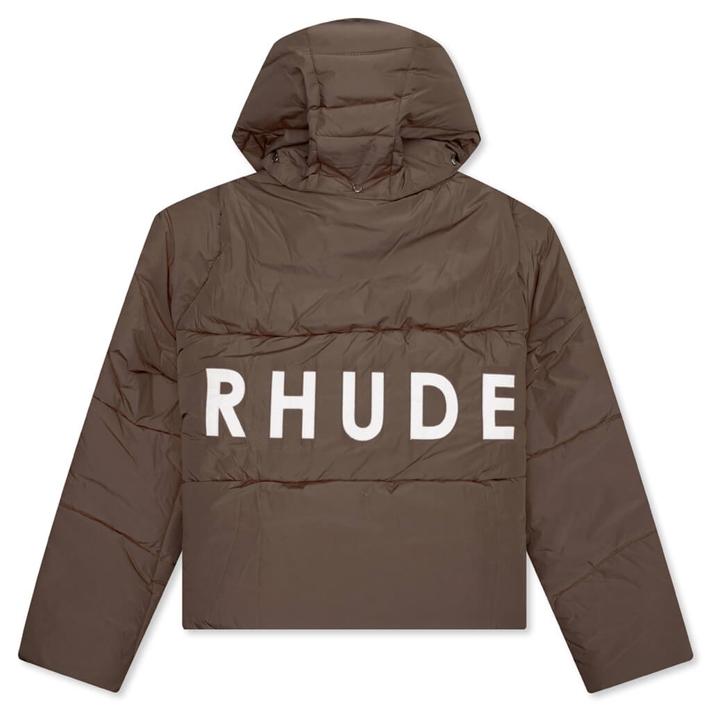 LOGO PUFFER JACKET - BROWN - 2