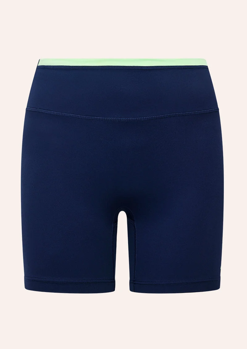 STELLAR 5" BIKE SHORT IN DARK NAVY & KIWI GREEN - 1