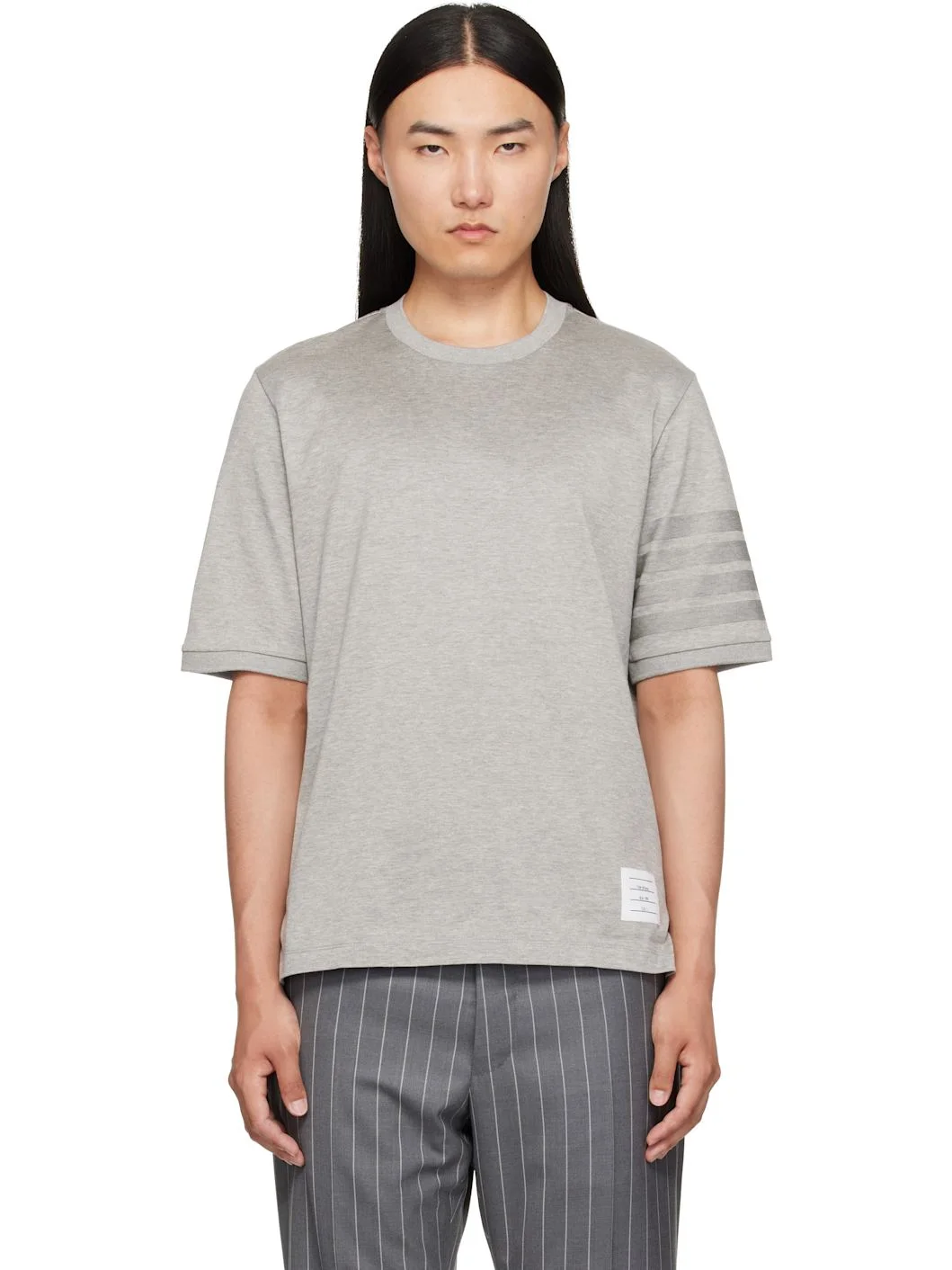 Gray Jersey Ottoman 4-Bar T-Shirt - 1