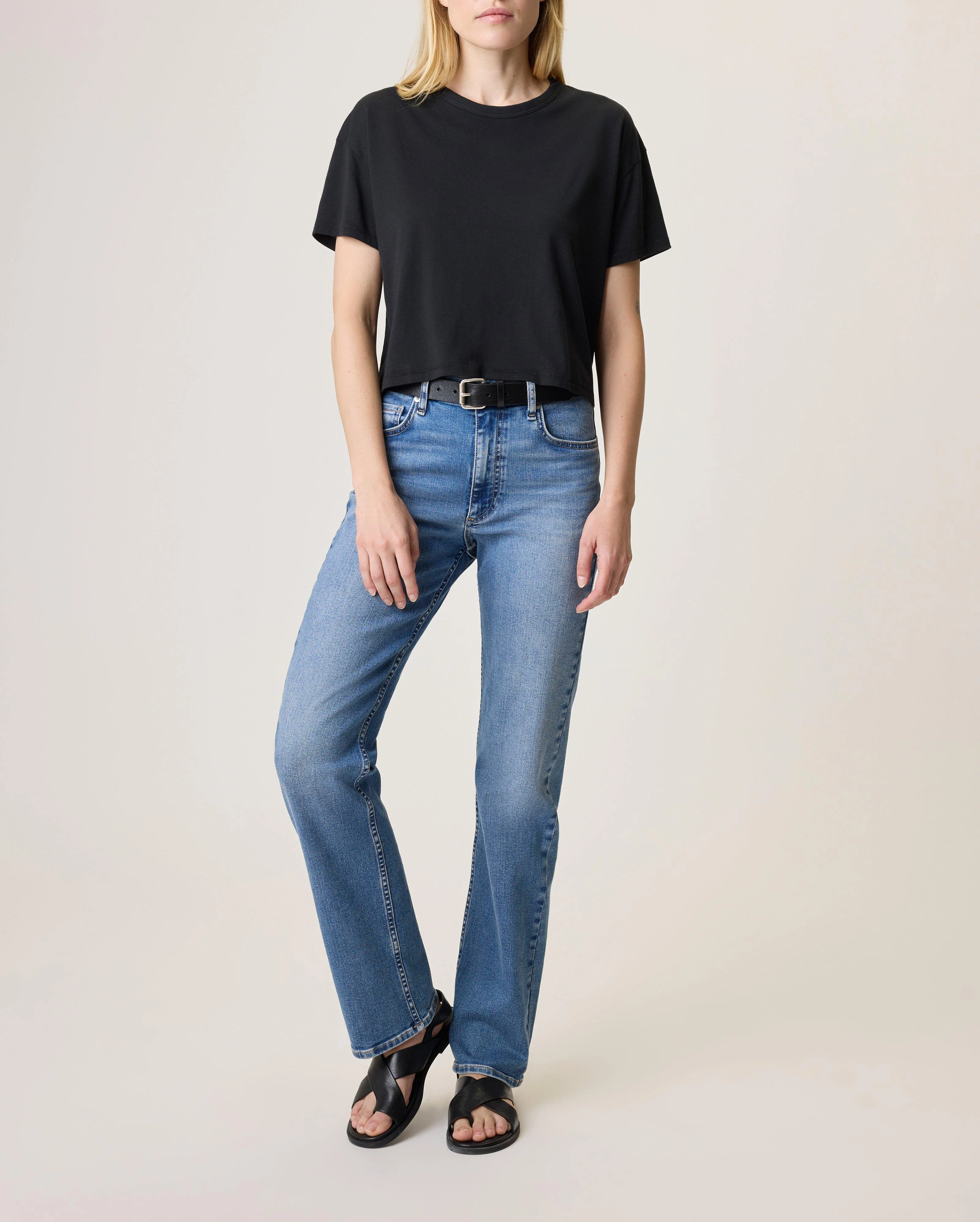 Hattie Ankle Straight Jeans Vintage Stretch Denim in Visalia - 1