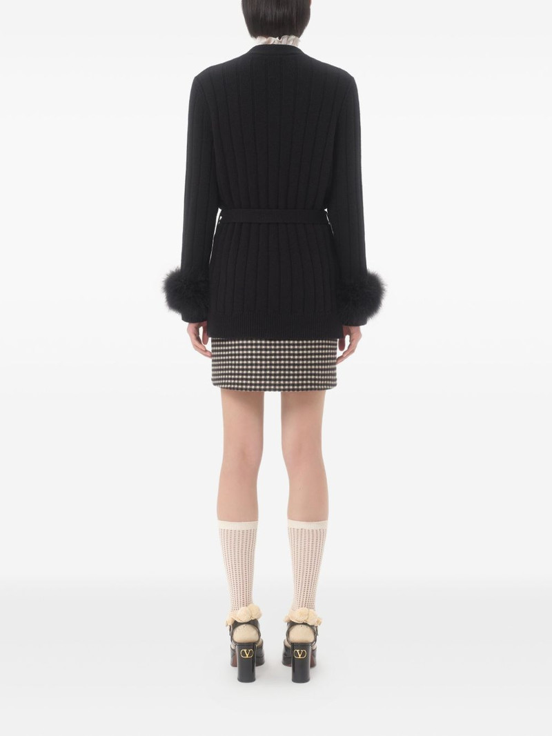feather-cuff ribbed cardigan 4