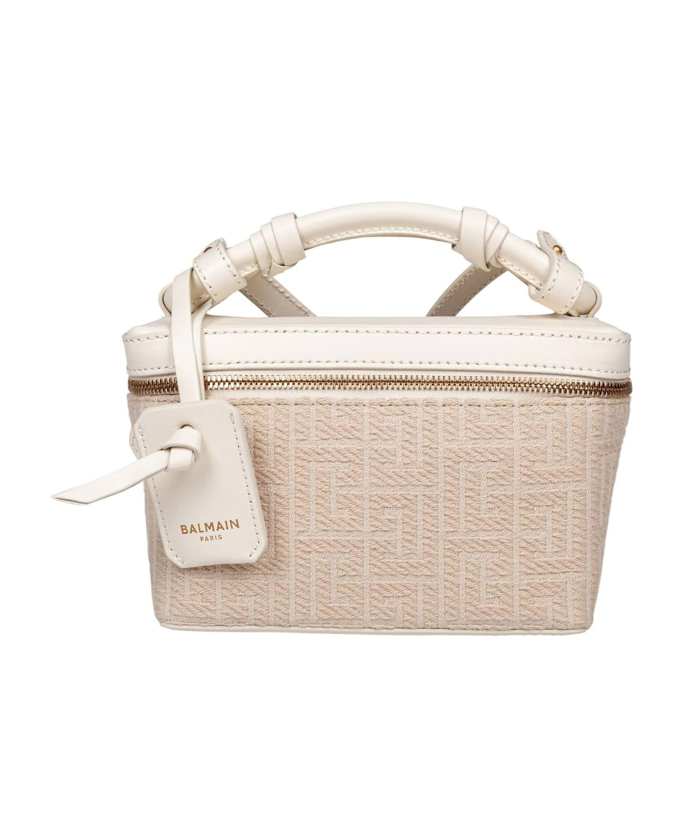 Balmain B-army Jacquard Canvas Pouch, Natural Color - 1