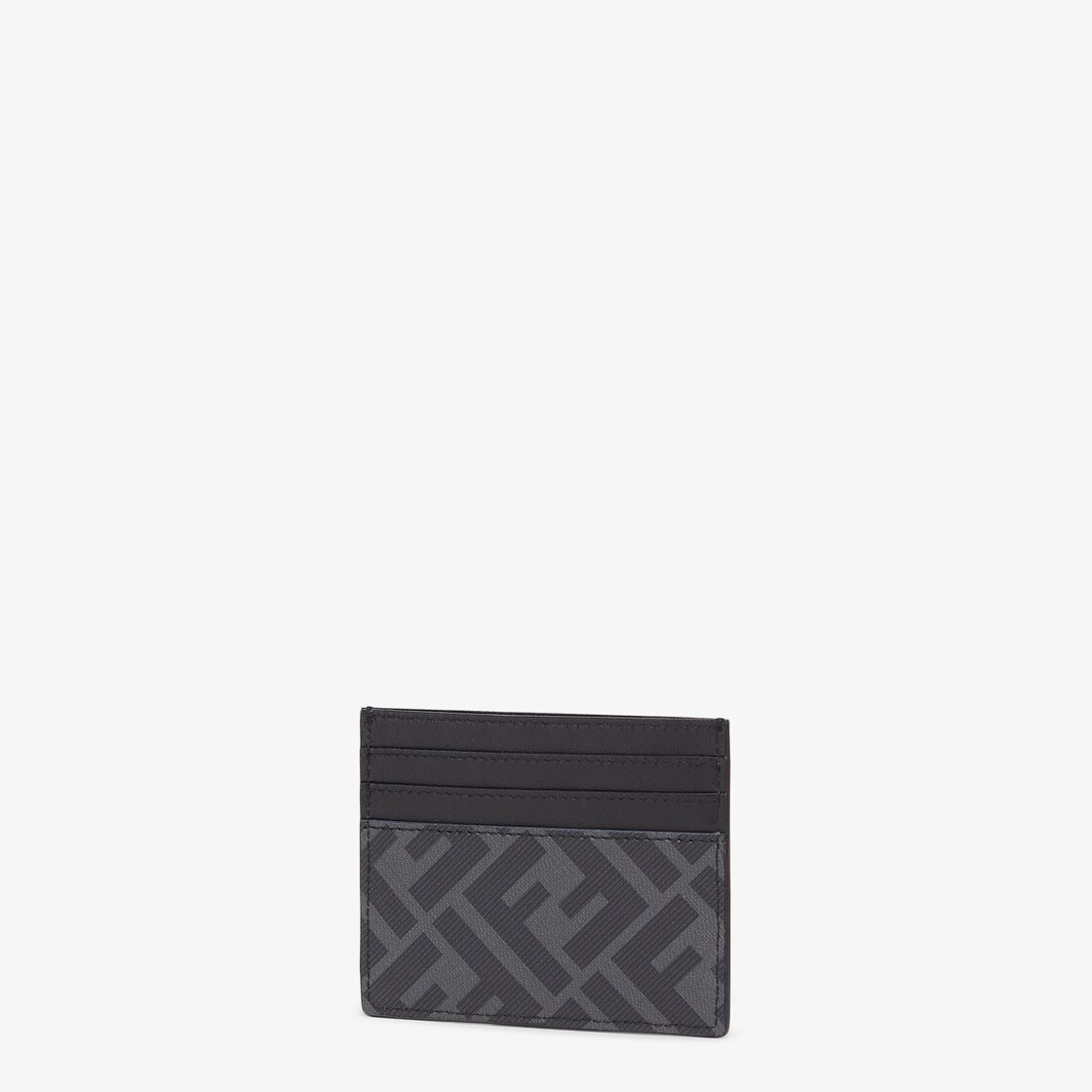 Card holder with six slots and flat central pocket. Made of textured fabric with gray and black FF m - 2
